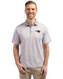 New England Patriots Mono Cutter & Buck Virtue Eco Pique Micro Stripe Recycled Mens Big & Tall Polo Polished/White Front