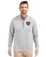  Las Vegas Raiders Mono Cutter & Buck Adapt Eco Knit Heather Mens Big & Tall Quarter Zip Pullover Polished Heather Front