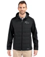 Denver Broncos Mono Cutter & Buck Evoke Hybrid Softshell Recycled Full Zip Mens Hooded Jacket Black Front