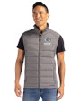 Green Bay Packers Mono Cutter & Buck Evoke Hybrid Softshell Recycled Mens Full Zip Vest Elemental Grey Front