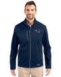 New England Patriots Mono Cutter & Buck Evoke Softshell Recycled Full Zip Mens Jacket Navy Blue Front