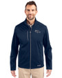 Denver Broncos Mono Cutter & Buck Evoke Softshell Recycled Full Zip Mens Jacket Navy Blue Front