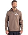 Los Angeles Rams Monochromatic Cutter & Buck Roam Recycled Buttery-Soft Knit Mens Half Zip Hooded Pullover Mushroom Front