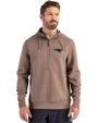 New England Patriots Monochromatic Cutter & Buck Roam Recycled Buttery-Soft Knit Mens Half Zip Hooded Pullover Mushroom Front