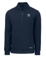 Chicago Bears Monochromatic Cutter & Buck Roam Recycled Buttery-Soft Knit Mens Quarter Zip Jacket Navy Blue Mannequin