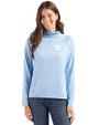 New York Giants Monochromatic Cutter & Buck Coastline Recycled Double Peached Womens Funnel Neck Pullover Atlas Light Blue Front