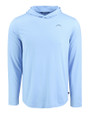 Los Angeles Chargers Mono Cutter & Buck Coastline Epic Comfort Recycled Mens Hooded Shirt Atlas Light Blue Mannequin