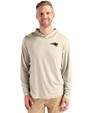 New England Patriots Mono Cutter & Buck Coastline Epic Comfort Recycled Mens Hooded Shirt Wheat Front
