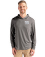 New York Giants Mono Cutter & Buck Coastline Epic Comfort Recycled Mens Hooded Shirt Elemental Grey Front