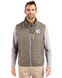 Pittsburgh Steelers Mono Cutter & Buck Rainier PrimaLoft® Mens Eco Insulated Full Zip Puffer Vest Poplar Melange Front