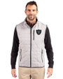  Las Vegas Raiders Mono Cutter & Buck Rainier PrimaLoft® Mens Eco Insulated Full Zip Puffer Vest Polished Medium Gray Front