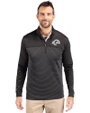 Los Angeles Rams Mono Cutter & Buck Traverse Stretch Eco Stripe Quarter Zip Mens Pullover Black Front