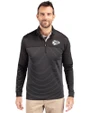 Kansas City Chiefs Mono Cutter & Buck Traverse Stretch Eco Stripe Quarter Zip Mens Pullover Black Front