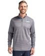 Green Bay Packers Monochromatic Cutter & Buck Traverse Recycled Smooth Stretch Mens Stripe Quarter Zip Pullover Elemental Grey Front