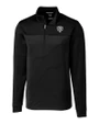 Chicago Bears Mono Cutter & Buck Traverse Stretch Eco Stripe Quarter Zip Mens Pullover Black Mannequin
