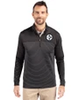 Pittsburgh Steelers Mono Cutter & Buck Traverse Stretch Eco Stripe Quarter Zip Mens Pullover Black Front