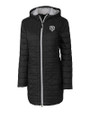 Chicago Bears Monochromatic Cutter & Buck Rainier Recycled Insulated Puffer Womens Full Zip Hooded Long Coat Black Mannequin