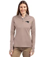 New England Patriots Monochromatic Cutter & Buck Traverse Recycled Smooth Stretch Womens Quarter Zip Pullover Mushroom Front