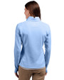 Tampa Bay Buccaneers Mono Cutter & Buck Traverse Stretch Eco Quarter Zip Womens Pullover Atlas Light Blue Back