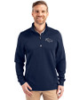 Denver Broncos Mono Cutter & Buck Traverse Stretch Eco Quarter Zip Mens Pullover Liberty Navy Front