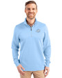 Miami Dolphins Mono Cutter & Buck Traverse Stretch Eco Quarter Zip Mens Pullover Atlas Light Blue Front