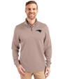 New England Patriots Mono Cutter & Buck Traverse Stretch Eco Quarter Zip Mens Pullover Mushroom Front