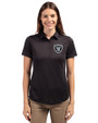  Las Vegas Raiders Mono Cutter & Buck Prospect Eco Textured Stretch Recycled Womens Short Sleeve Polo Black Front