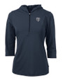 Chicago Bears Monochromatic Cutter & Buck Virtue Recycled Featherlight Pique Womens Half Zip Hooded Pullover Navy Blue Mannequin