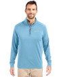 New Orleans Saints Mono Cutter & Buck Adapt Eco Knit Stretch Recycled Mens Quarter Zip Pullover Atlas Light Blue Front