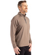 Washington Commanders Mono Cutter & Buck Adapt Eco Knit Stretch Recycled Mens Quarter Zip Pullover Mushroom Side