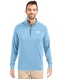 Washington Commanders Monochromatic Cutter & Buck Adapt Recycled Soft Knit Stretch  Mens Quarter Zip Pullover Atlas Light Blue Front