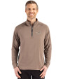 Detroit Lions Monochromatic Cutter & Buck Adapt Recycled Soft Knit Stretch  Mens Quarter Zip Pullover Mushroom Front