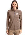 Green Bay Packers Monochromatic Cutter & Buck Adapt Recycled Soft Knit Stretch Womens Half Zip Pullover Mushroom Front