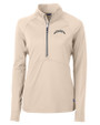 Los Angeles Chargers Mono Cutter & Buck Adapt Eco Knit Stretch Recycled Womens Half Zip Pullover Wheat Mannequin