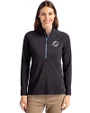 Miami Dolphins Mono Cutter & Buck Adapt Eco Knit Stretch Recycled Womens Half Zip Pullover Black/Atlas Front