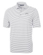 Los Angeles Chargers Mono Cutter & Buck Virtue Eco Pique Stripe Recycled Mens Big and Tall Polo Polished Medium Gray Mannequin