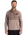 Buffalo Bills Monochromatic Cutter & Buck Adapt Recycled Soft Knit Stretch Mens Hybrid Quarter Zip Pullover  Mushroom Heather Front