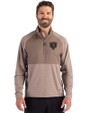 Chicago Bears Monochromatic Cutter & Buck Adapt Recycled Soft Knit Stretch Mens Hybrid Quarter Zip Pullover  Mushroom Heather Front