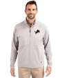 Detroit Lions Mono Cutter & Buck Adapt Eco Knit Hybrid Recycled Mens Quarter Zip Polished Medium Gray Front