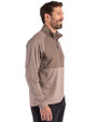 Detroit Lions Monochromatic Cutter & Buck Adapt Recycled Soft Knit Stretch Mens Hybrid Quarter Zip Pullover  Mushroom Heather Side