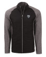 Chicago Bears Monochromatic Cutter & Buck Adapt Recycled Soft Knit Stretch Mens Big & Tall Hybrid Full Zip Jacket Black Heather/Black Mannequin