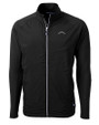 Los Angeles Chargers Mono Cutter & Buck Adapt Eco Knit Hybrid Recycled Mens Big & Tall Full Zip Jacket Black Mannequin