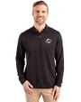 Miami Dolphins Mono Cutter & Buck Virtue Eco Pique Recycled Quarter Zip Mens Big & Tall Pullover Black Front