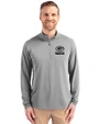 Green Bay Packers Mono Cutter & Buck Virtue Eco Pique Recycled Quarter Zip Mens Big & Tall Pullover Polished Medium Gray Front