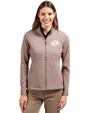 Los Angeles Rams Monochromatic Cutter & Buck Adapt Recycled Soft Knit Stretch Womens Heathered Full Zip Jacket Mushroom Heather Front