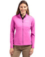 New Orleans Saints Monochromatic Cutter & Buck Adapt Recycled Soft Knit Stretch Womens Heathered Full Zip Jacket Gelato Heather Front