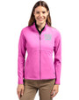 New York Giants Mono Cutter & Buck Adapt Eco Knit Heather Recycled Womens Full Zip Gelato Heather Front