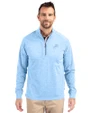 Detroit Lions Monochromatic Cutter & Buck Adapt Recycled Soft Knit Stretch Mens Heathered Quarter Zip Pullover  Atlas Heather Front