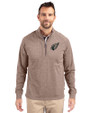 Arizona Cardinals Monochromatic Cutter & Buck Adapt Recycled Soft Knit Stretch Mens Heathered Quarter Zip Pullover  Mushroom Heather Front