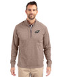 Philadelphia Eagles Monochromatic Cutter & Buck Adapt Recycled Soft Knit Stretch Mens Heathered Quarter Zip Pullover  Mushroom Heather Front